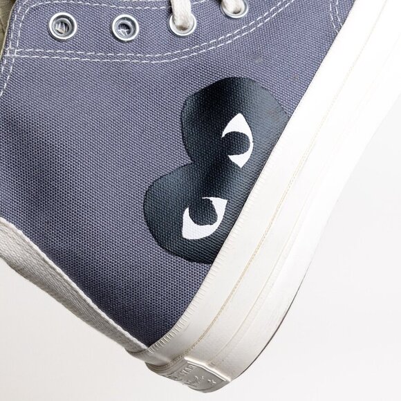 Converse x Comme des Garcons PLAY Heart High Top Sneakers Gray - Picture 9 of 16